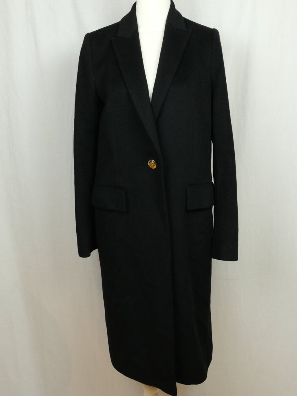 Escada Single-Breasted Virgin Wool Coat Black Size 36/XS Minimalist Workwear